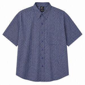 Claudio Nucci Shirt Mens Large Blue Plaid Short Sleeve Button Front Casual